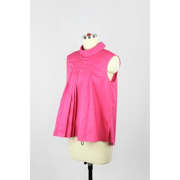 NWT UNIQLO x MARNI Pink Cotton Poplin Pleated Tucked Sleeveless Shirt, Size S - Picture 7 of 15